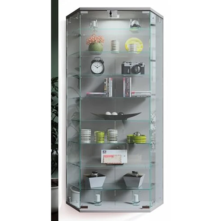 MID.YOU Vitrine Benila, hängend, 4 Fächer, Silber, Glas, 83x114x17 cm – Bild 3