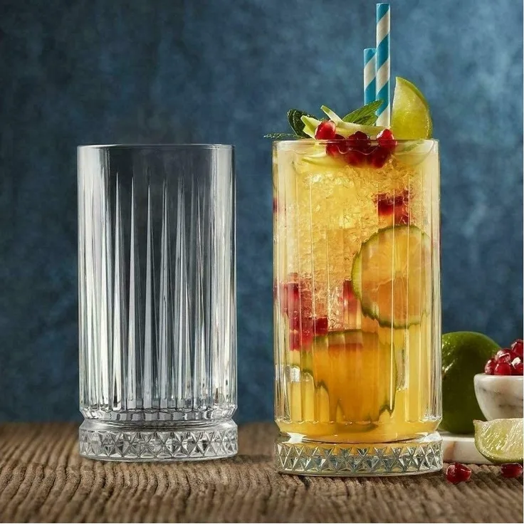 Pasabahce Elysia Longdrink Glas im Retro-Design und Kristall-Look 280ml 4-Stück 520125
