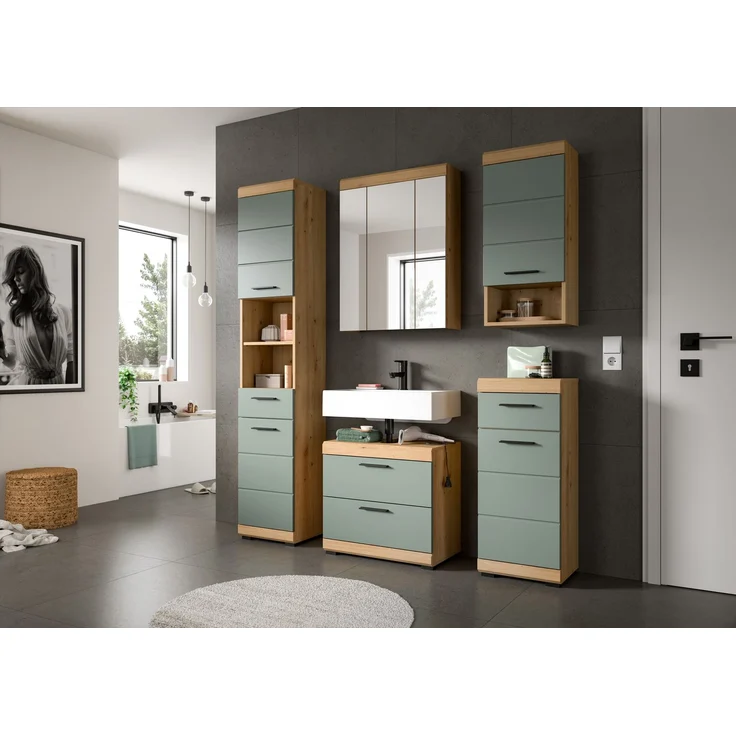Xonox 'Scout' Spiegelschrank (B/H/T: 60x79x18 cm) in Salbei und Artisan Eiche Nachbildung – Bild 5