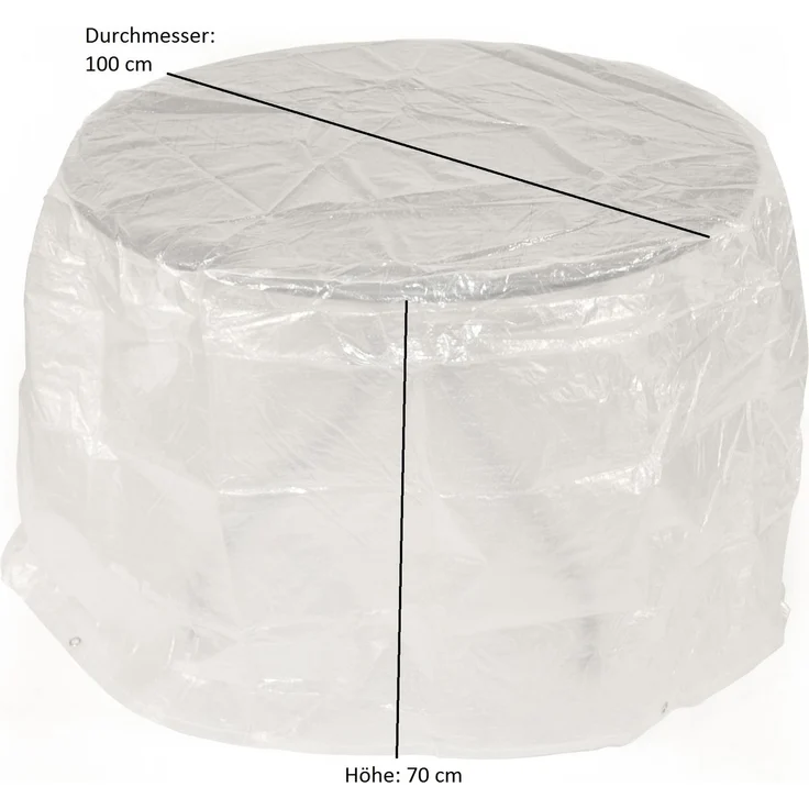DEGAMO Abdeckhaube Gartentisch, PE, transparent, 100cm rund – Bild 2