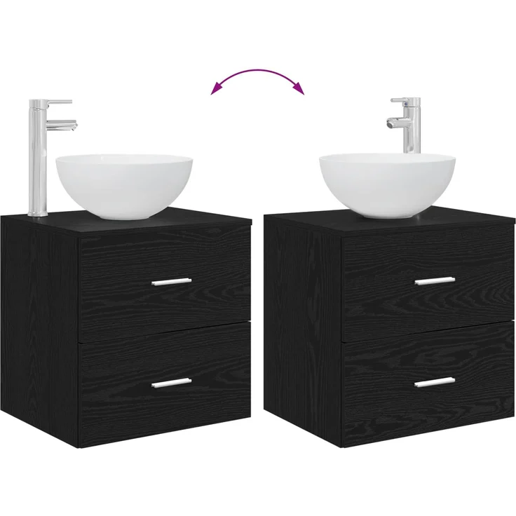 vidaXL Badezimmerschrank-Set 2 stk. Schwarze Eiche 79,5 x 35 x 80 cm 3403865 – Bild 9