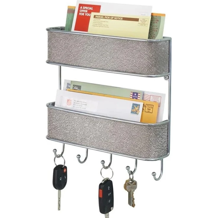 Schlüsselbrett Ablage silber Schlüsselboard Briefablage Wandorganizer mDesign – Bild 2
