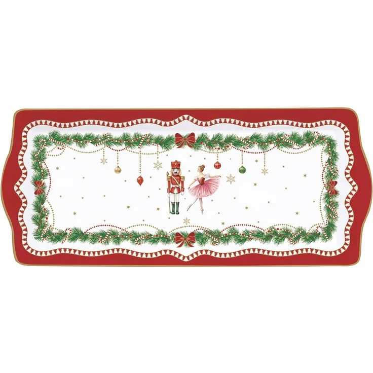 EasyLife Servierteller Magie de Noel, Porzellan, Handwäsche Empfohlen, Weiß, Motiv: Weihnachten