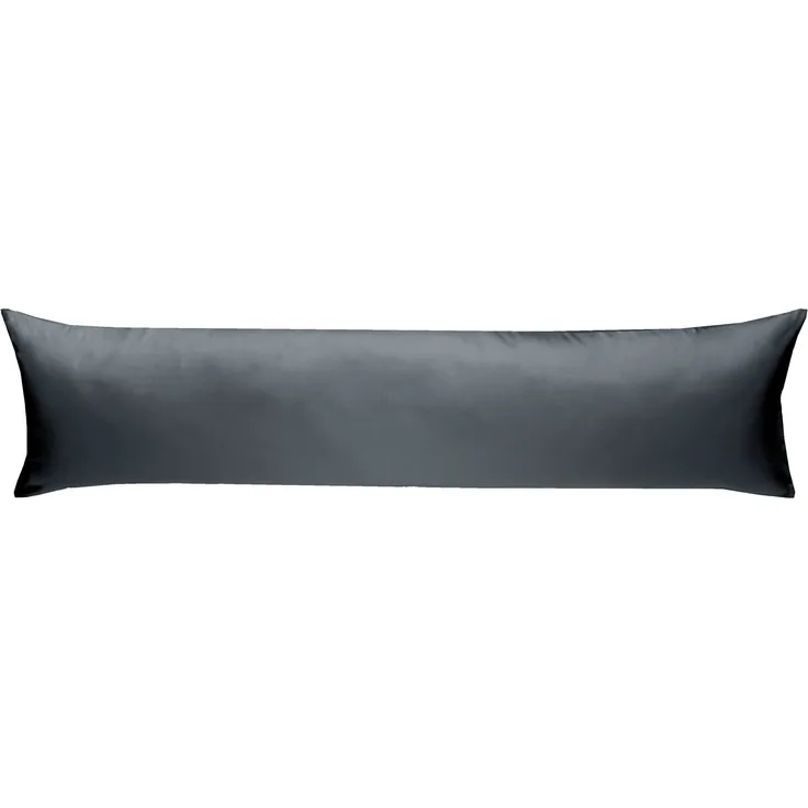 Mako Satin Seitenschläferkissen Bezug uni / einfarbig anthrazit 40x200 cm