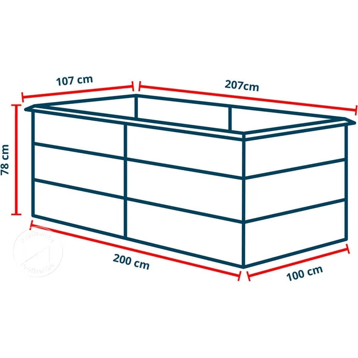 GFP Primeyard LILLY Hochbeet aus feuerverzinktem Stahl 200x100x78 cm – ergonomisch, rostfrei, mit Schneckenschutz, ideal für Garten & Balkon – Bild 3
