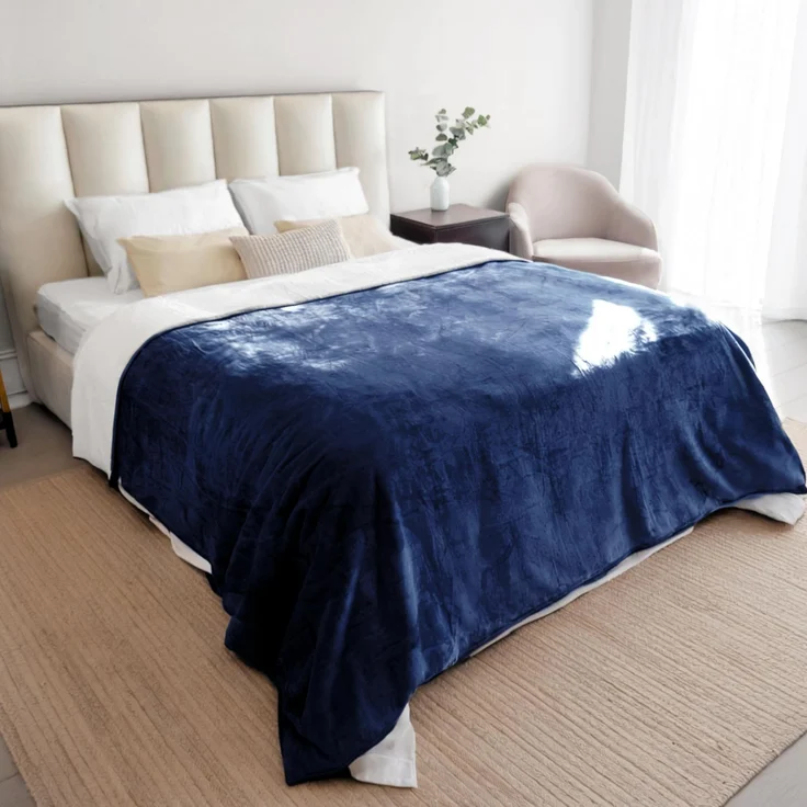 Dreamzie - wasserdichte Hundedecke Flauschig - 152x203cm - Marineblau