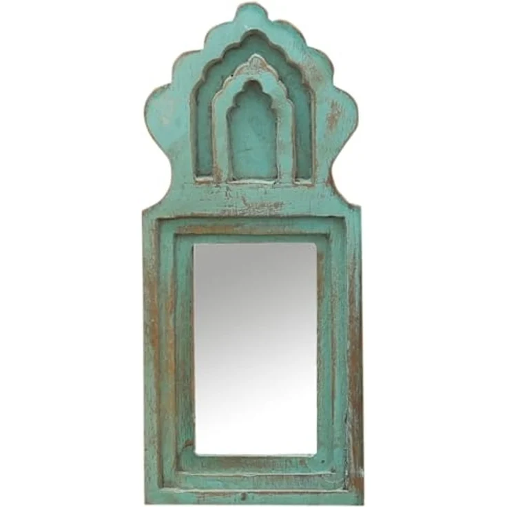 Marrakesch Orient & Mediterran Interior Schminkspiegel Wandspiegel Mukana Türkis 22cm hoch 10cm breit 3cm tief, Handarbeit (1-St), Handarbeit – Bild 1