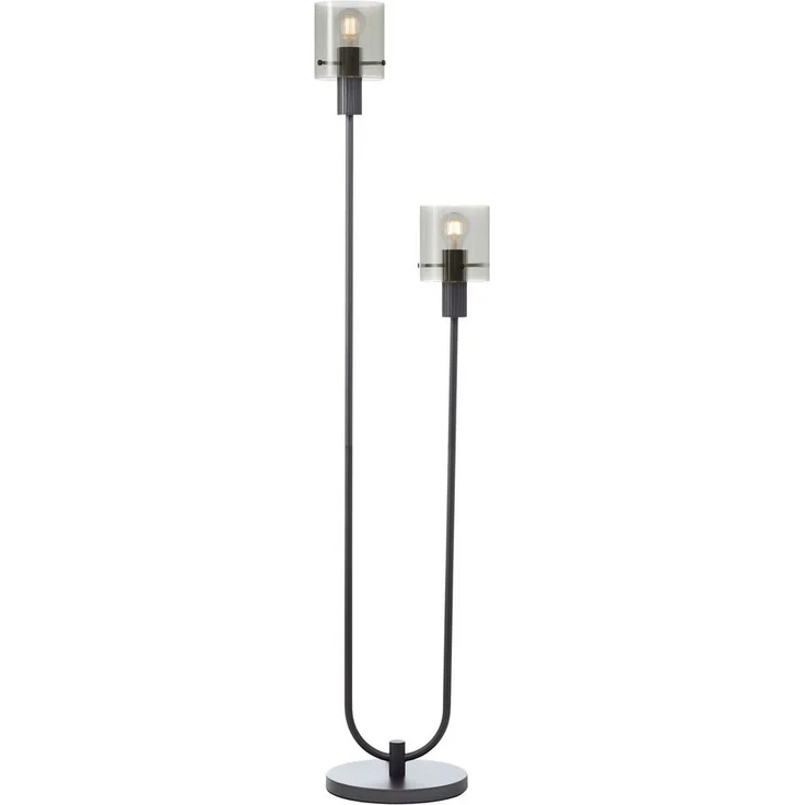 Brilliant Stehlampe Riffelini, ohne Leuchtmittel, 152 x 28 x 34 cm, E27, geriffeltes Rauchglas, anthrazit – Bild 2