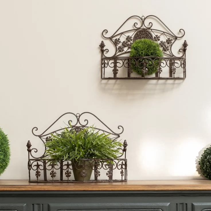Pflanzkörbe Metall Wandkörbe 2er Set Paar Pflanzkorb Landhausstil Shabby – Bild 2