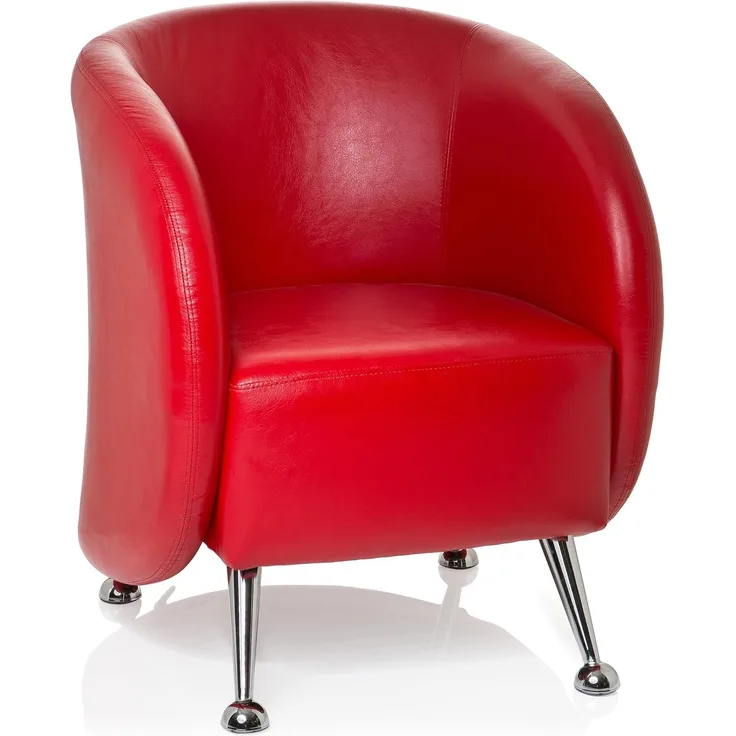 hjh OFFICE Polstersessel ST. Lucia Kunstleder Lounge-Sessel mit weicher Sitzpolsterung, 713220, Rot