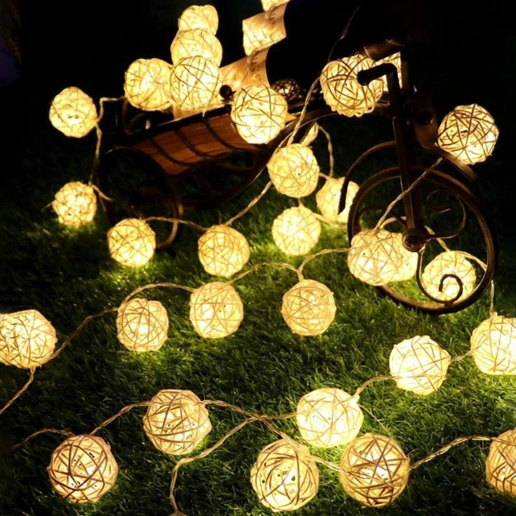 ABC LED-Lichterkette mit Rattankugeln, 3 m, 20 LED – Bild 2