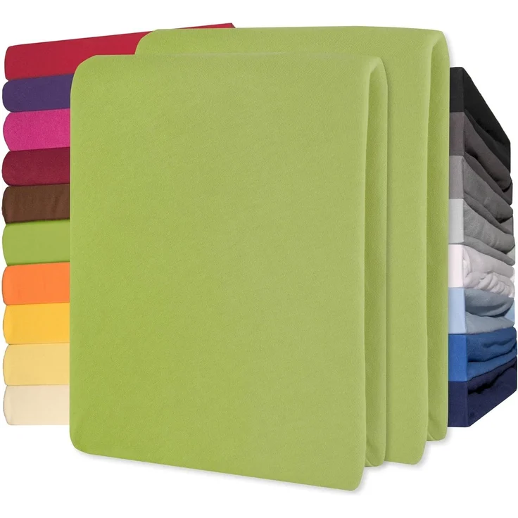 CelinaTex Jersey Spannbettlaken Lucina 140x200-160x200 cm grün 100% Baumwolle gekämmt bis 26cm Matratzenhöhe Spannbettbezug, Leintuch, Bettlaken, elastisch, Strech, Oeko-Tex – Bild 1