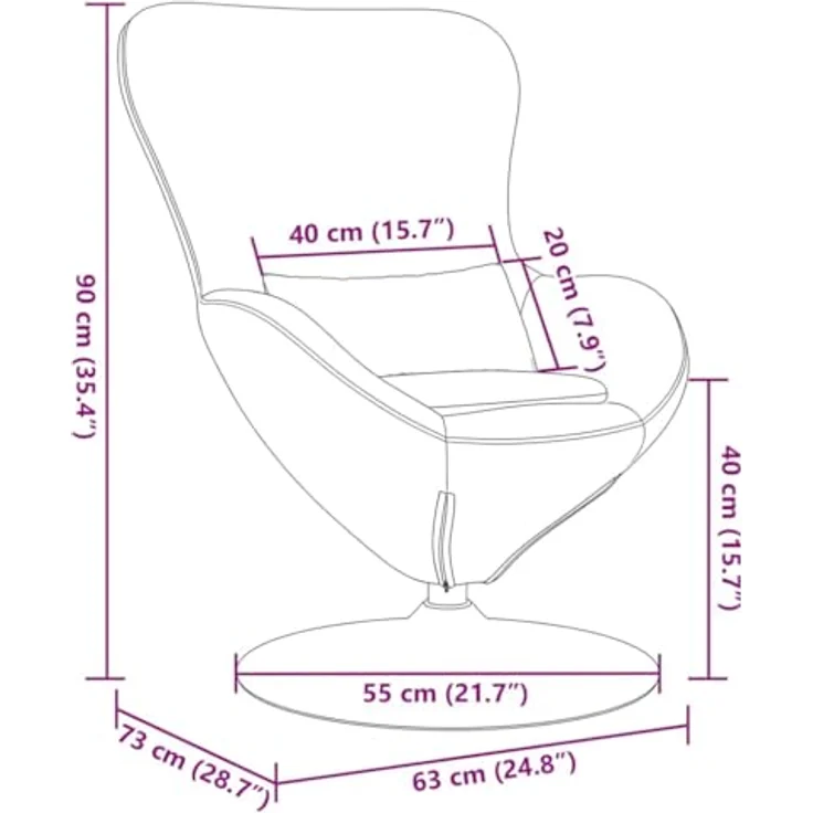 vidaXL Eiersessel Creme Samt 42002733 – Bild 4
