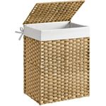 Songmics Wäschekorb handgeflochten, Rattan Naturfarben, 90L 46 x 33 x 60 cm