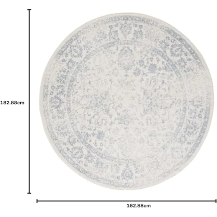 Safavieh Runder Teppich 183 cm Rund - Adirondack Collection - Transitional Design, Elfenbein & Schiefer, Pflegeleichte Synthetikmischung, Ideal für Wohnzimmer, Schlafzimmer, Büro | 1 cm Flor, Teppich für den Innenbereich, langlebig, kinder- und haustie... – Bild 2