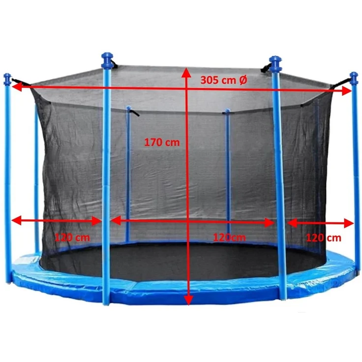 walexo Gartentrampolin Trampolin Innenliegendes Sicherheitsnetz für 6- oder 8 Stangensysteme, Ø 305 cm, (8 tlg) – Bild 2