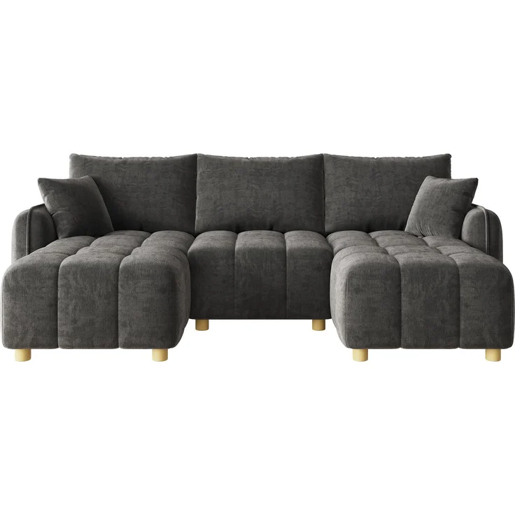 ZUBALIYA L-/U-förmiges wandelbares Ecksofa, 5-Sitzer modulare Sofakombination mit 2 Hockern und Kissen, Chenille-Stoff, Cloud-Sofa, breite Armlehnen, geeignet für Wohnzimmer, Modell N653P7720G – Bild 12