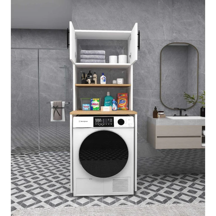 Skye Decor 'Washing Machine 3 Shelf - Atlantic Pine, White' Waschmaschinenunterschrank, Atlantik-Kiefer / Weiß, 65 x 173-175,5 x 60 cm – Bild 2