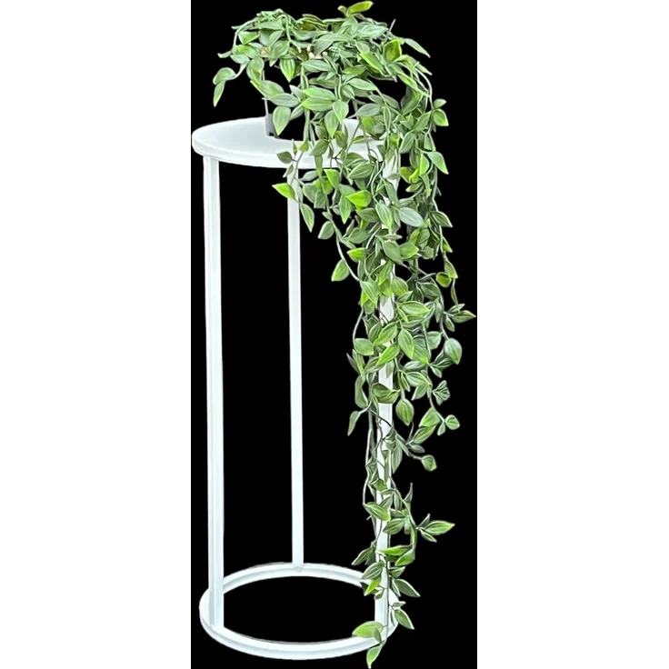 DanDiBo Blumenhocker Metall Weiß Rund 50 cm Blumenständer Beistelltisch 96483 S Blumensäule Modern Pflanzenständer Pflanzenhocker – Bild 1
