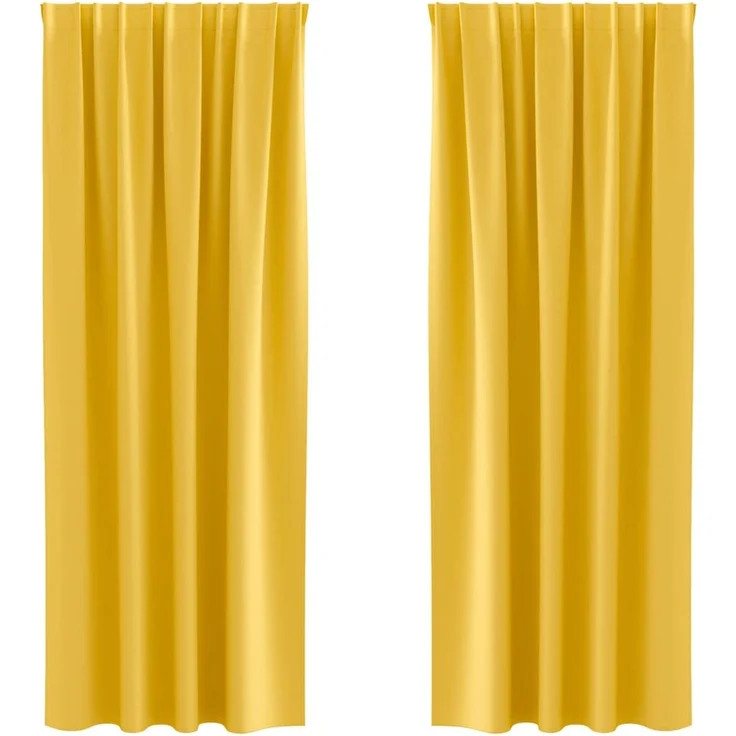vidaXL Verdunkelungs-Vorhänge mit Ringen 2 stk. Senfgelb 245 x 140 cm 4107506 – Bild 2