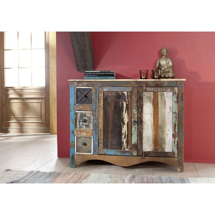 Kommode Altholz 110x40x85 mehrfarbig lackiert NATURE OF SPIRIT #17 – Bild 2
