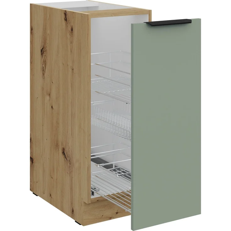 Küchen Unterschrank Schrankauszug 30 cm Küche ARIA Aquamarin ultra matt + Eiche Artisan matt, hochwertige Fronten mit Anti Fingerprint Beschichtung Küchenzeile Küchenblock – Bild 3