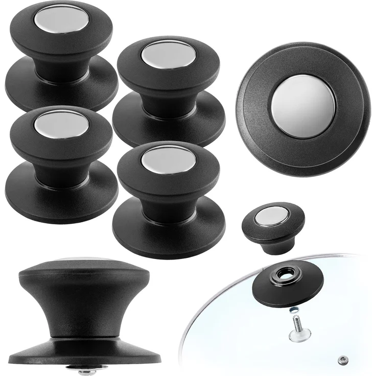 KADAX 4x Deckelgriffknopf Topfdeckelknöpfe Schwarz – Bild 1