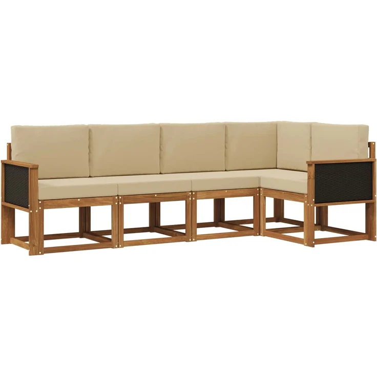 vidaXL Outdoor-Sofagarnitur 5 stk. 5-Sitzer Natur und Beige 3385204 – Bild 2