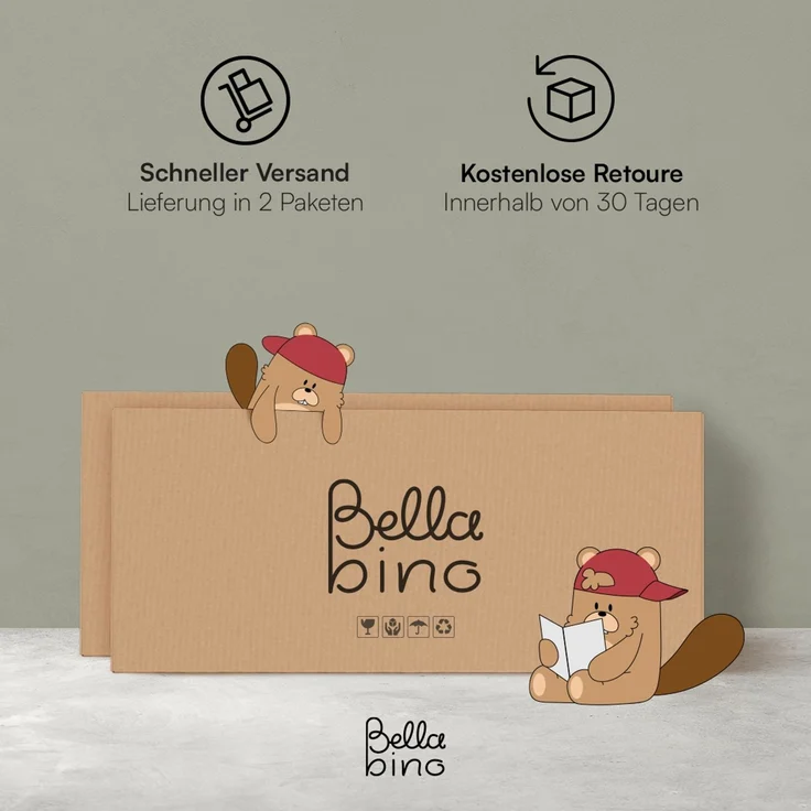 Bellabino 'Iskri' Kinderbett 90x200 cm mit 2 Schubladen, weiß, Massivholz Kiefer, Jugendbett mit Rausfallschutz und Lattenrost – Bild 9