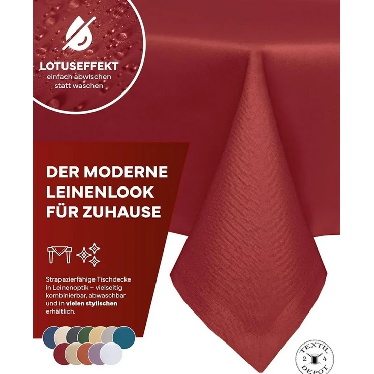 texpot Tischdecke Lotuseffekt Leinenoptik Bügelfrei Fleckschutz wasserabweißend (1-tlg) – Bild 4