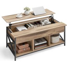 Bild für Vasagle Couchtisch, höhenverstellbarer Wohnzimmertisch, Kaffeetisch, offener und versteckter Stauraum, X-Streben, 60x120 x (48-62)