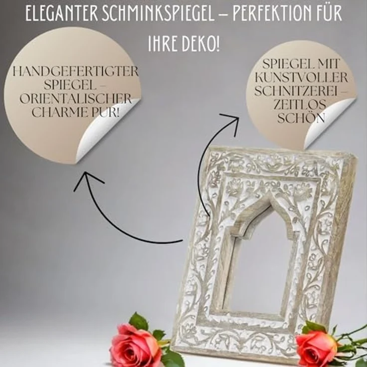 Marrakesch Orient & Mediterran Interior Schminkspiegel Boho Deko Spiegel Schminkspiegel Goul 25cm (1-St), Handarbeit – Bild 5