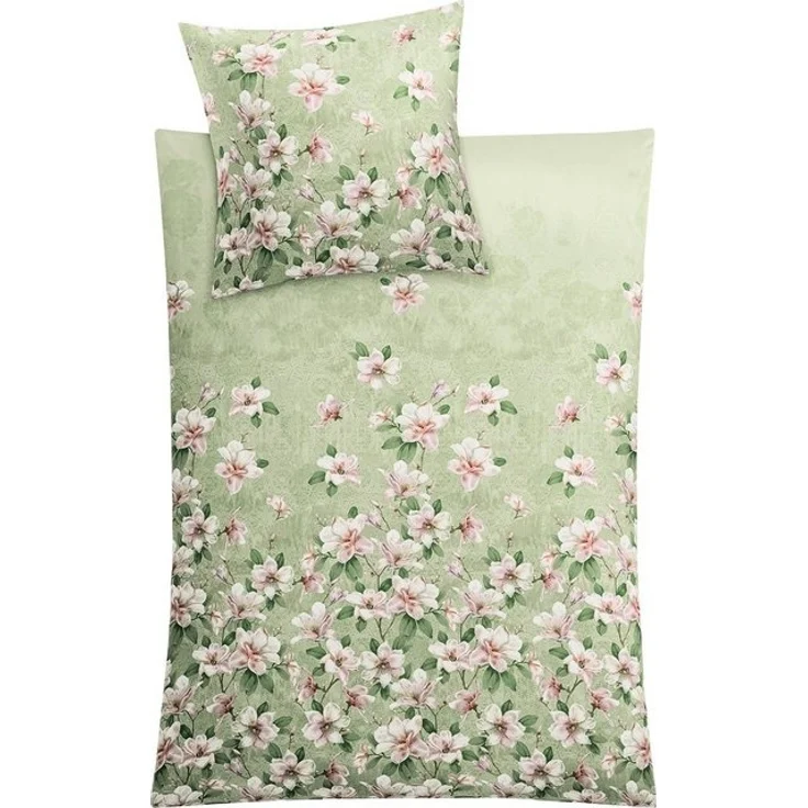 Kleine Wolke Wendebettwäsche Magnolia, Mako-Satin, 2 teilig, mit floralem Print – Bild 4