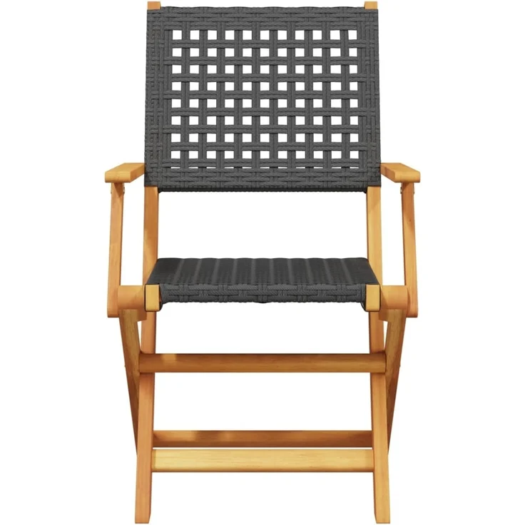 vidaXL Gartenstühle 4 Stk. Klappbar Schwarz Poly Rattan & Massivholz 3214556 – Bild 3