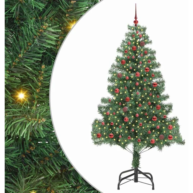 vidaXL Weihnachtsbaum mit LED-Beleuchtung Grün 210 cm PVC und Stahl 3396389 – Bild 2