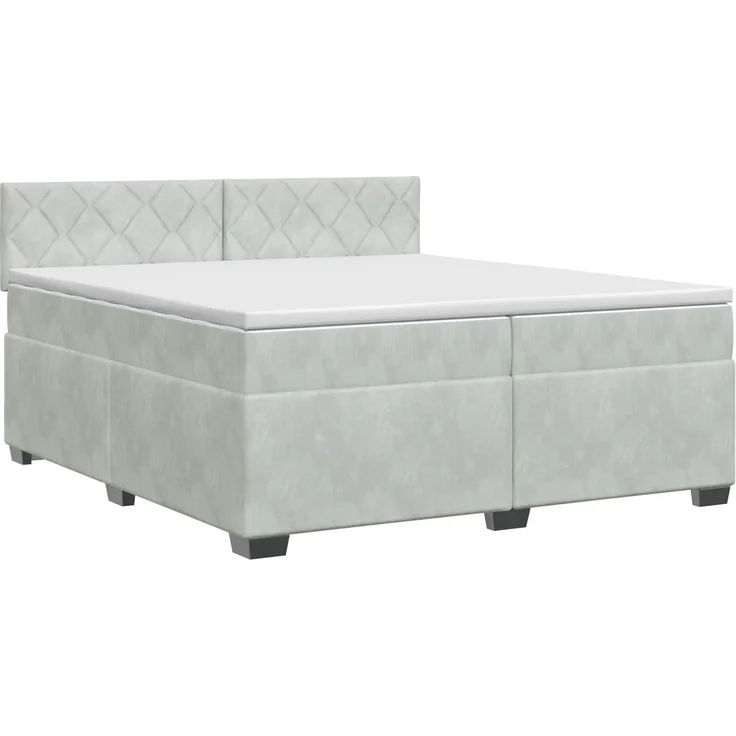 vidaXL Boxspringbett mit Matratze Hellgrau 200 x 200 cm Samt 3450788 – Bild 2