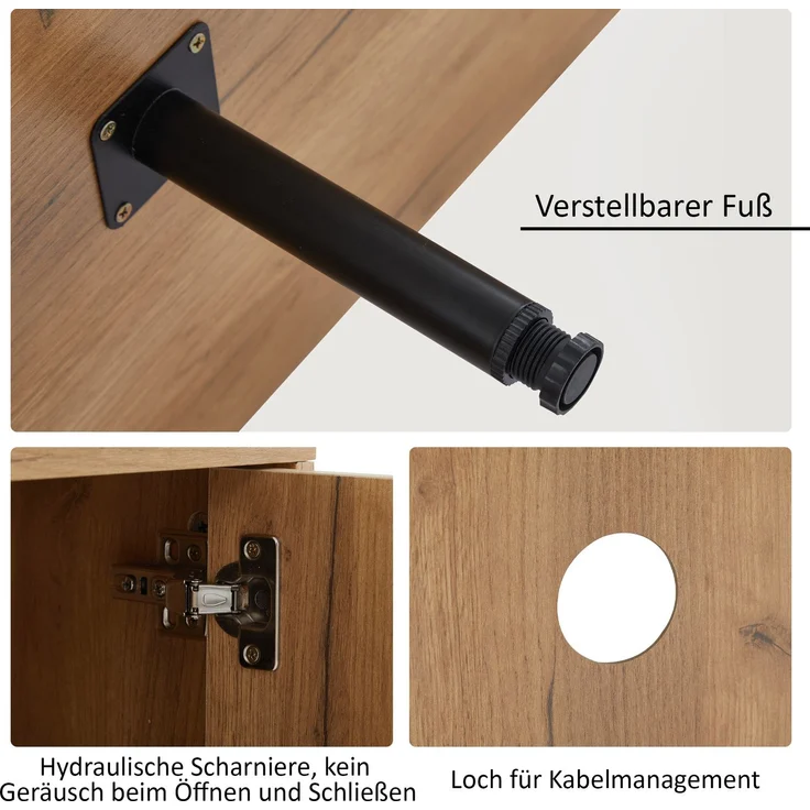 Merax 180 cm Rustikales Braun-TV-Schrank, Lowboard,TV-Board, TV-Kommode – Bild 5