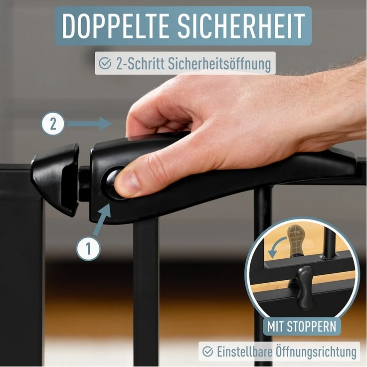 ib style Türschutzgitter Berrin, Ohne Bohren, Sicherheitsgitter für Türen und Treppen, Zum Klemmen – Bild 3