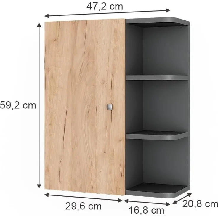 Hängeschrank Fynn Anthrazit/Goldkraft Eiche 47.2 x 59.2 cm Vicco – Bild 3
