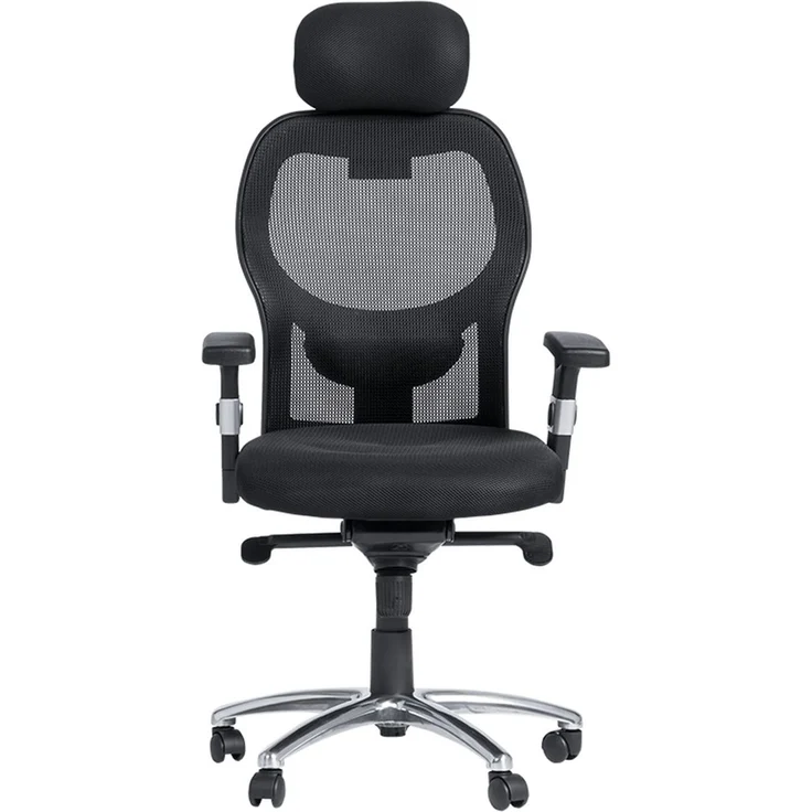 Carmen 7520 Ergonomischer Bürostuhl mit Netzrücken, Kopfstütze und Lordosenstütze – Schwarz – Bild 2