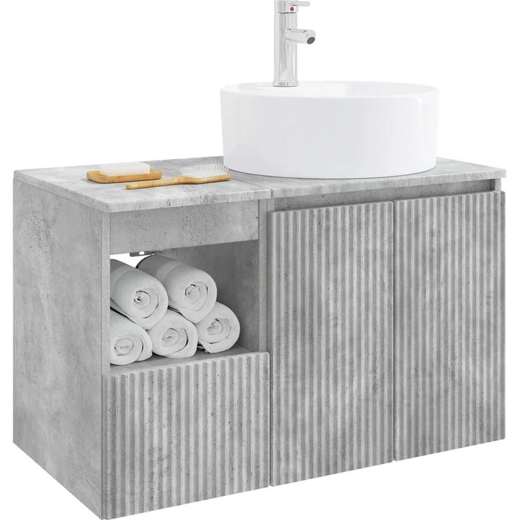vidaXL Badezimmerschrank-Set 2 stk. Betongrau 79,5 x 44,5 x 82 cm 3404077 – Bild 3