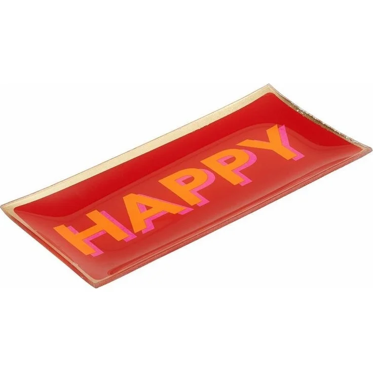 Giftcompany - Glasteller "Love Plates" HAPPY Dekoteller 10x21cm Rot 1088305003 – Bild 3