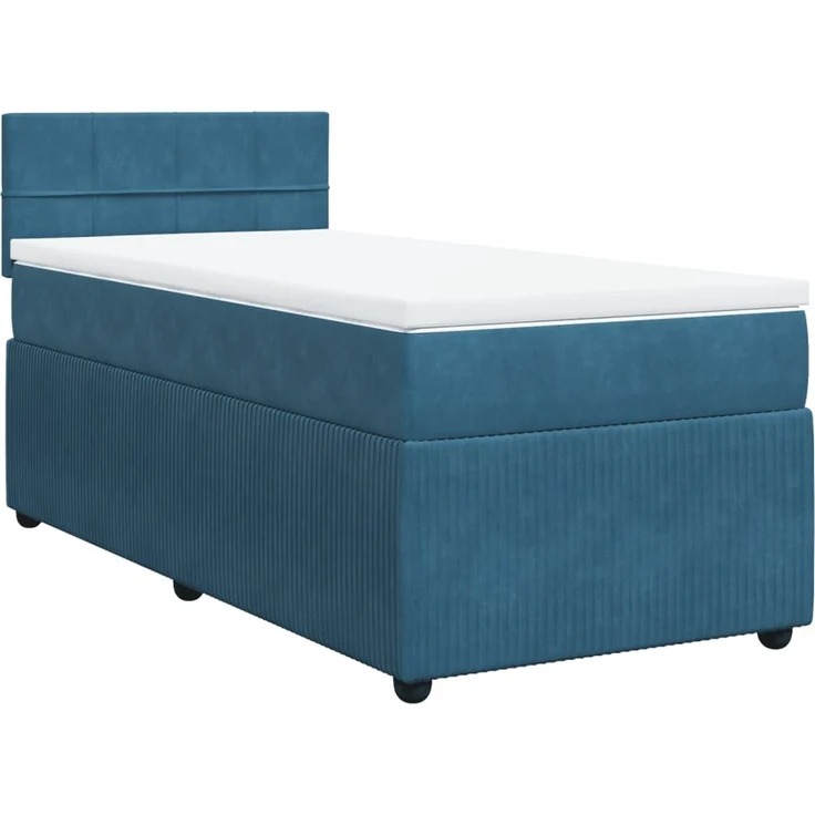 vidaXL Boxspringbett mit Matratze Blau 100x200 cm Samt 3287666 – Bild 2