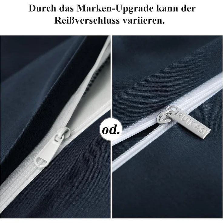 Bettwäsche 200x200 Set Dunkelblau Mikrofaser Reißverschluss – Bild 6