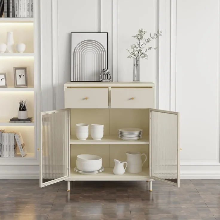 Sideboard Lindau Stahl 97x80x40 cm Cremeweiß [en. casa] – Bild 5