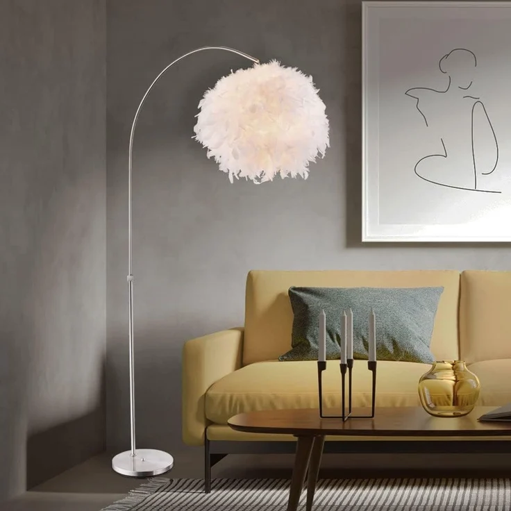 GLOBO LIGHTING Stehlampe, Leuchtmittel nicht inklusive, Bogenleuchte mit Federn Stehlampe Wohnzimmerleuchte Stehleuchte – Bild 2
