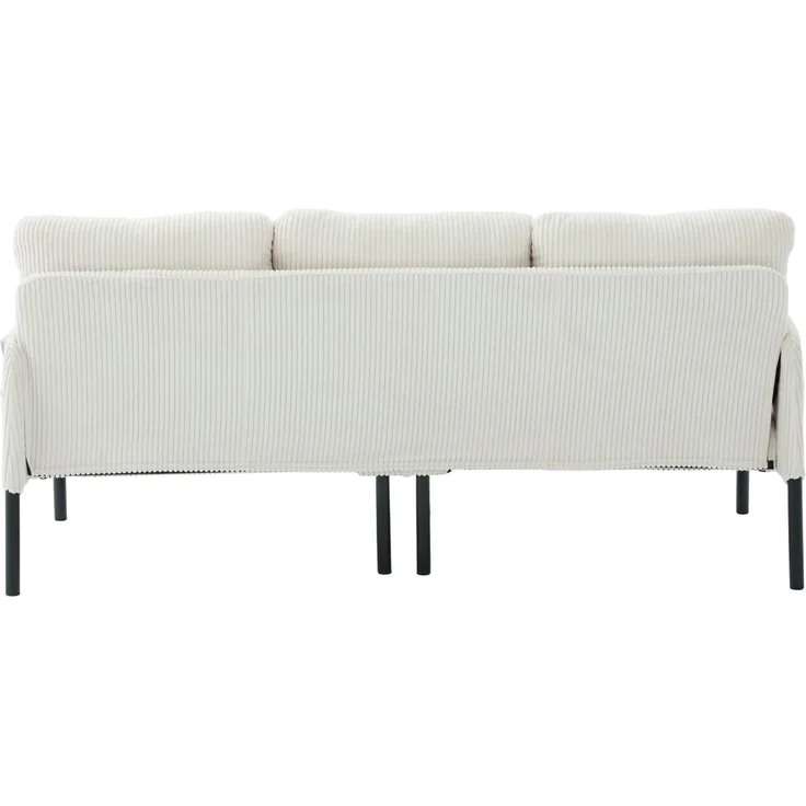 DESVIAE Sofa Dreisitzer mit Seitentasche 171x80x72 cm aus Cord Beige – Bild 8