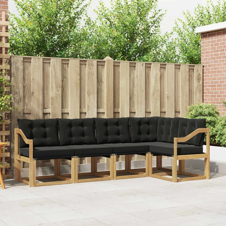 vidaXL Outdoor-Sofagarnitur 5 stk. 5-Sitzer Weiß und Schwarz 3389486