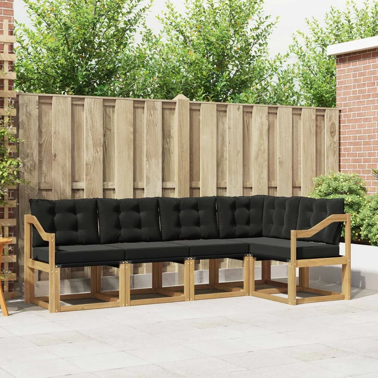 vidaXL Outdoor-Sofagarnitur 5 stk. 5-Sitzer Weiß und Schwarz 3389486 – Bild 1