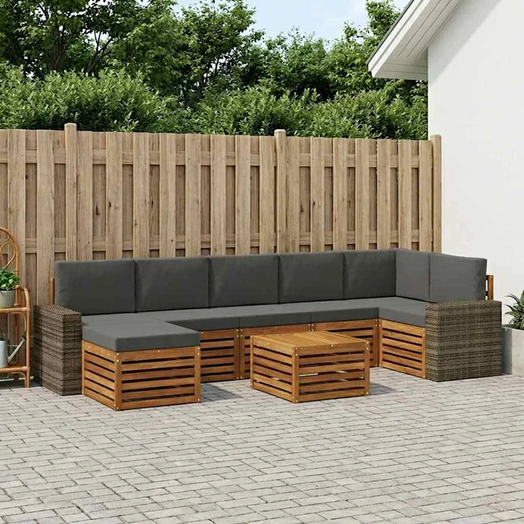 vidaXL Outdoor-Sofagarnitur 8 stk. 8-Sitzer Natur und Anthrazit 3384668 – Bild 1